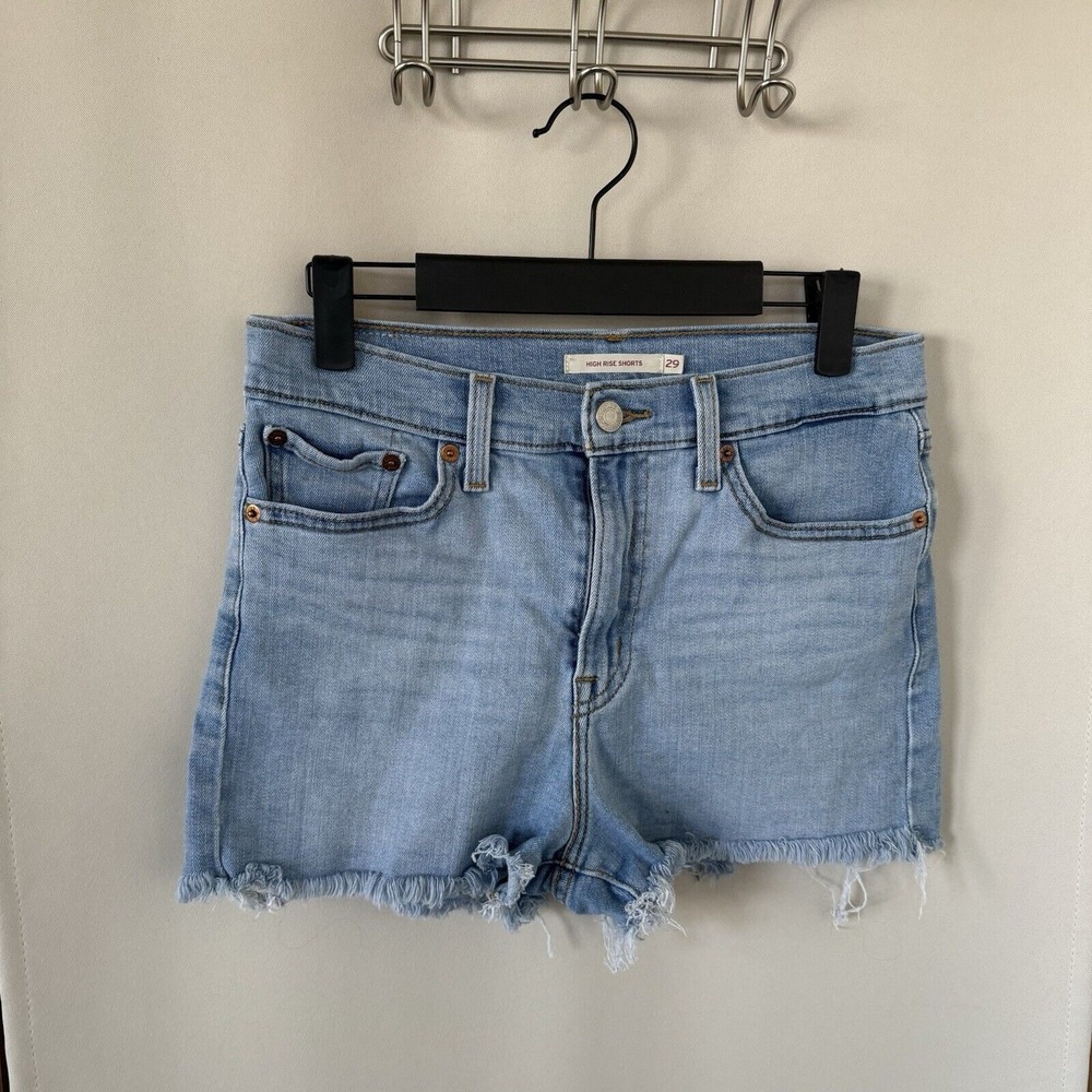 Levi's Women's‎ 29 Blue Light Wash High Rise Denim Jean Cut Off Shorts